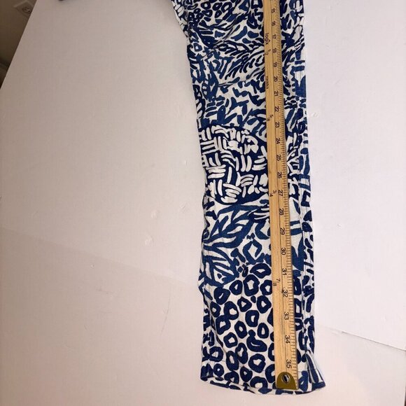 Lilly Pulitzer Women's S Aden Linen Pant Blue White Home Slice Beach Tassel - Picture 8 of 12